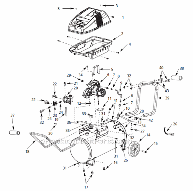 Page A Diagram and Parts List for WL651003  Campbell Hausfeld Compressor